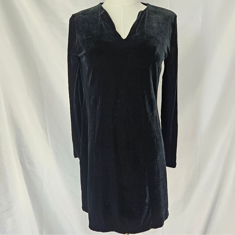 Vintage Velour Sheath Mini Dress Y2k 90s Black Size Small Banana Republic
